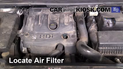 2008 Peugeot 307 XT HDi 2.0L 4 Cyl. Turbo Diesel Air Filter (Engine) Replace
